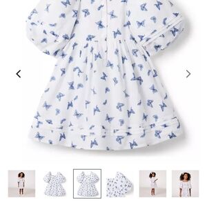Janie And Jack Girls 7 White Dress with Blue Butterfly Print